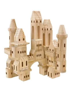 Promo 🥰 FAO Schwarz 75 Piece Wood Castle Blocks 👍